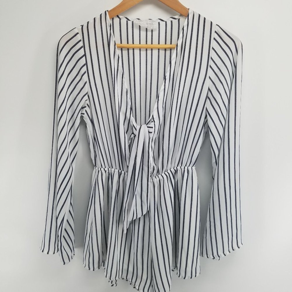 Audrey 3+1 black and white striped one piece jumper shorts size S